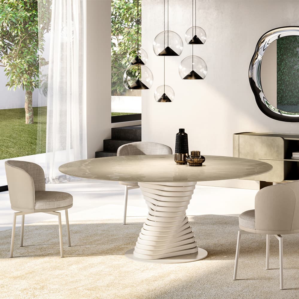 Rotolo Top Crystal Dining Table By FCI London