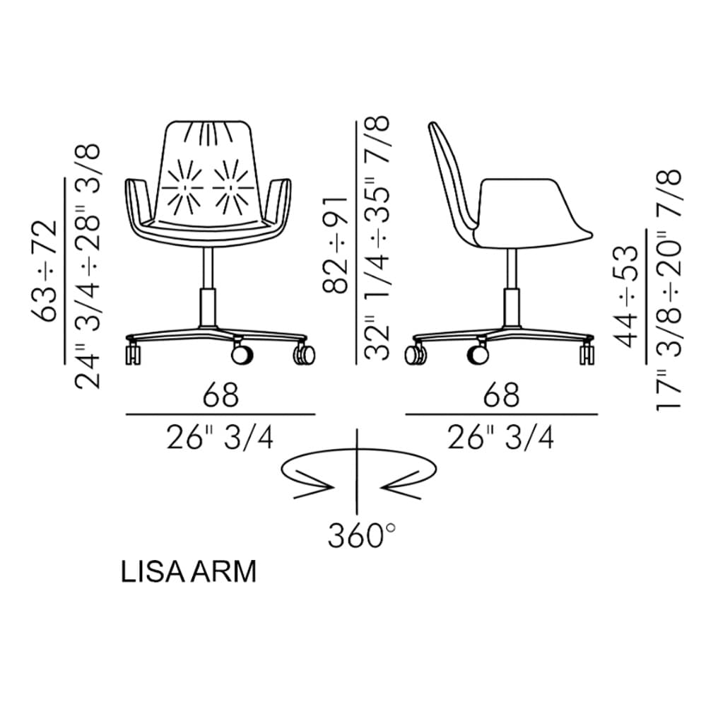 Lisa 5 Ways Swivel Armchair by Italforma