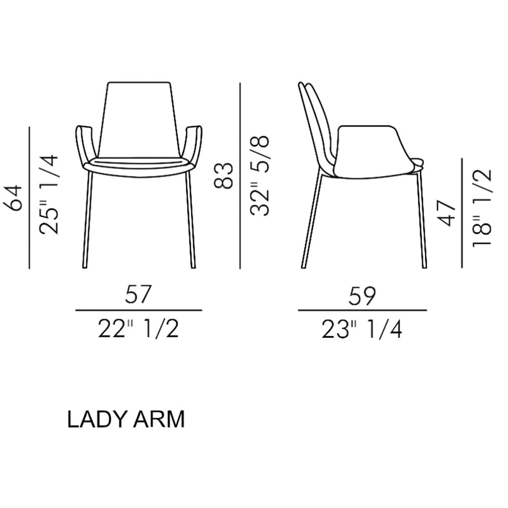 Lady 4 Metal Legs Armchair by Italforma
