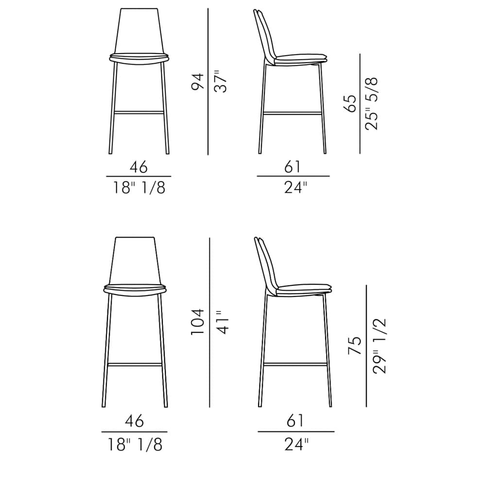 Lara 4 Metal Legs Bar Stool by Italforma