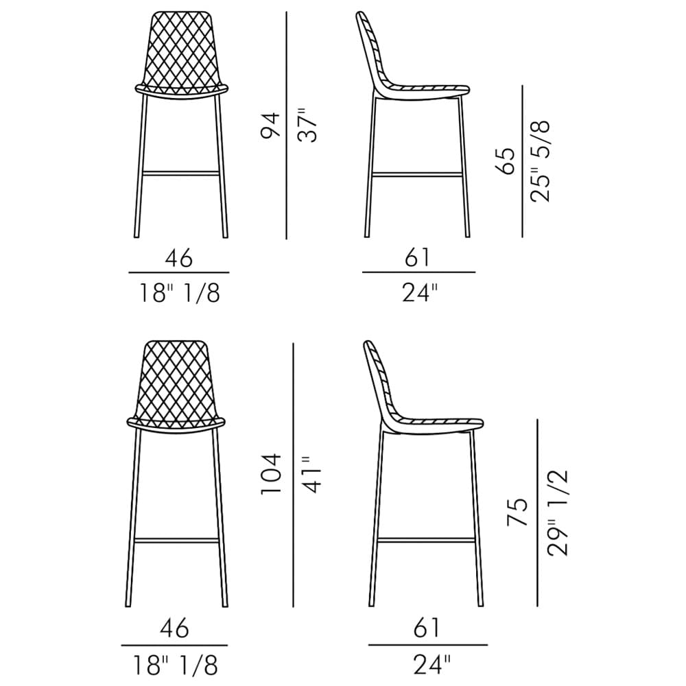 Lenny 4 Metal Legs Bar Stool by Italforma