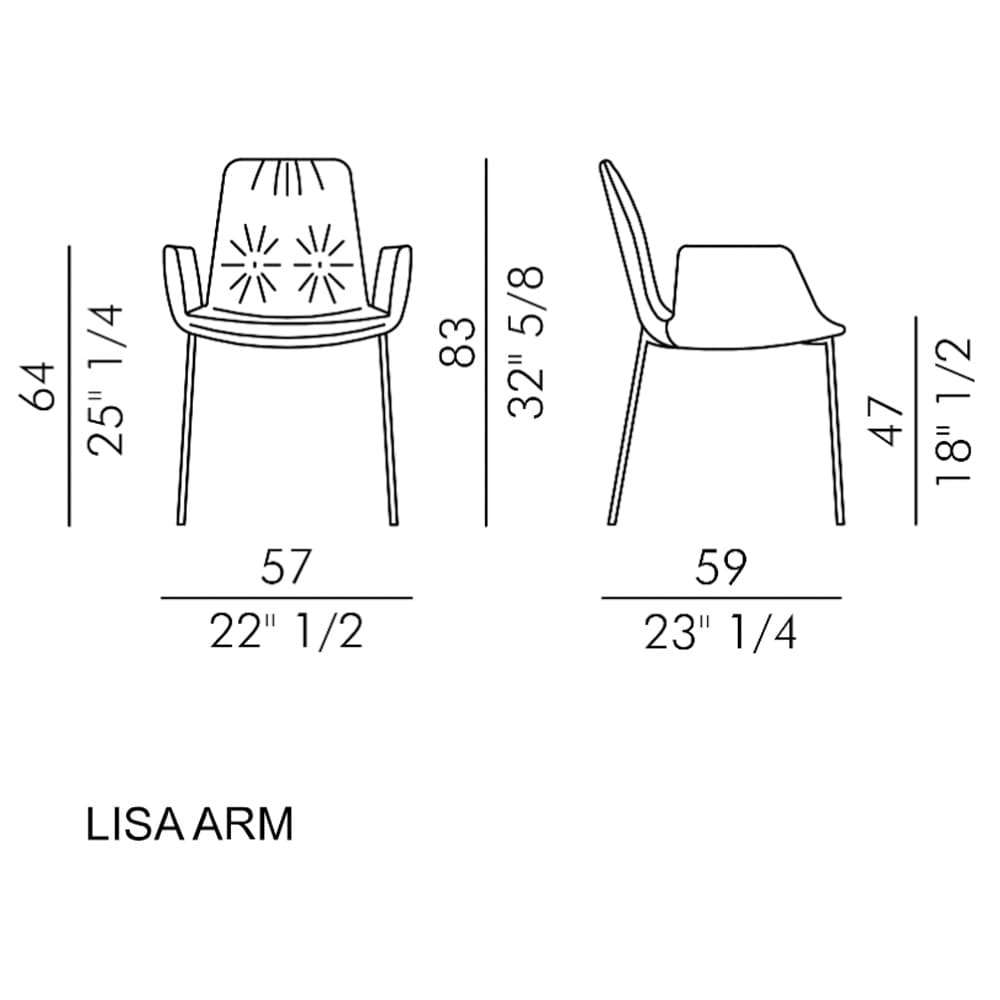 Lisa 4 Metal Legs Armchair by Italforma
