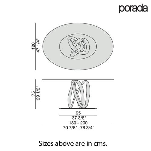 Infinity Elliptical 1 Base C Dining Table by Porada