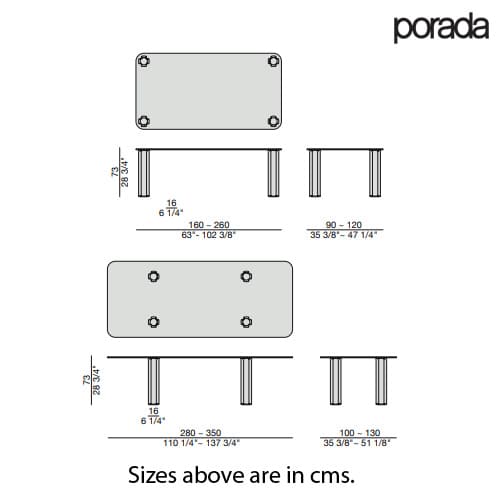 Quadrifoglio Crystal Rectangle Dining Table by Porada