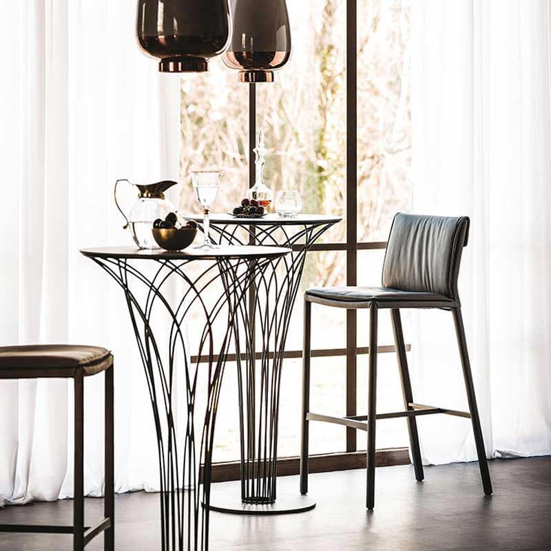 Isabel Bar Stool by Cattelan Italia with leather upholstery and minimal design for timeless elegance
