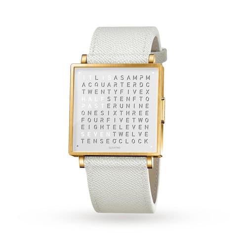 Qlocktwo 35Mm Gold White Wristwatch by Biegert and Funk