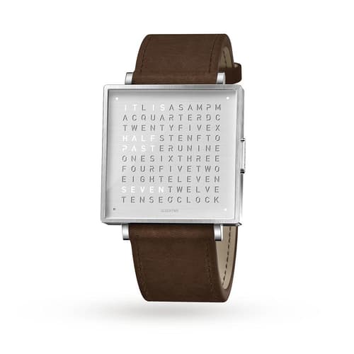Qlocktwo 39Mm Leather Fine Steel Wristwatch by Biegert and Funk