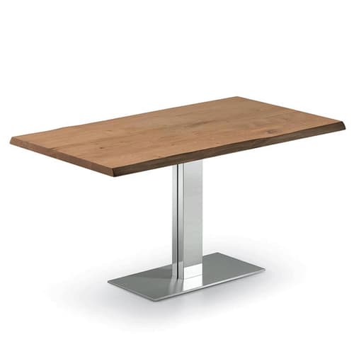 Elvis Wood Fixed Table by Cattelan Italia with wooden top and central steel base FCI London
