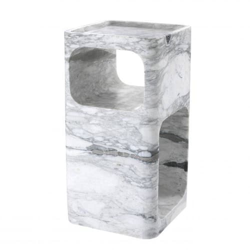 Adler White Marble Side Table by Eichholtz