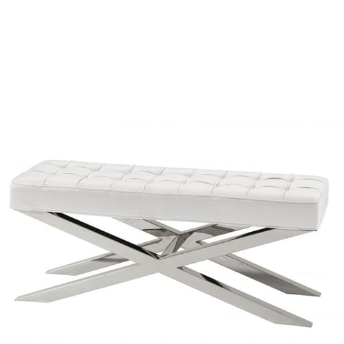 Beekman Place White Leather Look Bench by Eichholtz