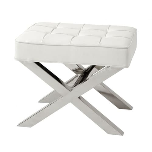 Beekman Place White Leather Look Footstool by Eichholtz