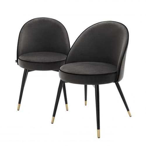 Cooper Set Of 2 Dark Grey Velvet Dining Chair by Eichholtz