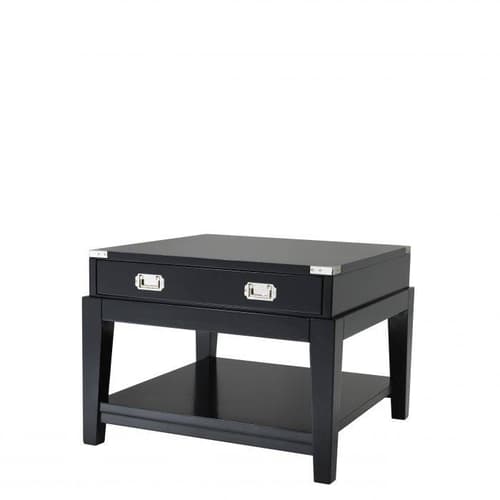 Military Black Finish Side Table by Eichholtz