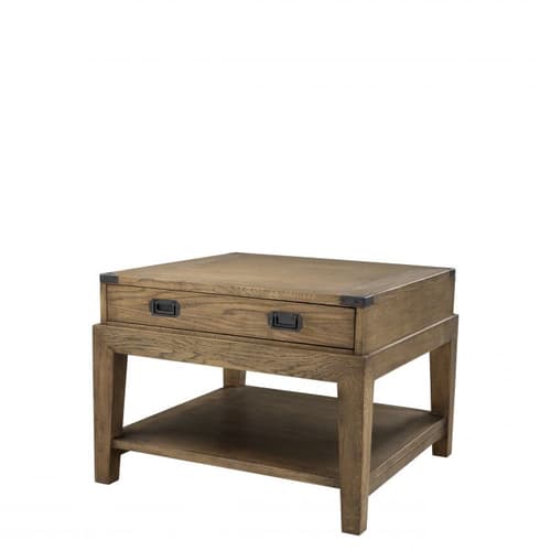 Military Smoked Oak Side Table by Eichholtz