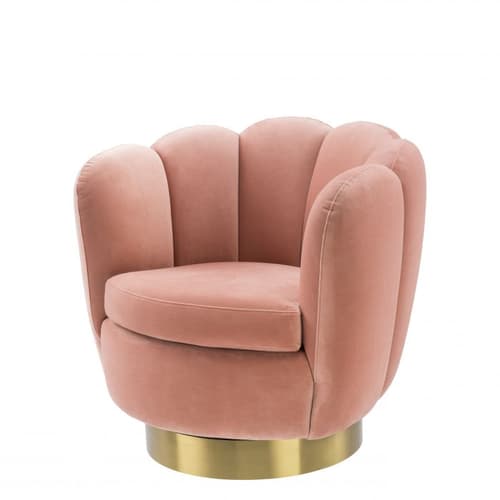 Mirage Nude Velvet Swivel Chair by Eichholtz