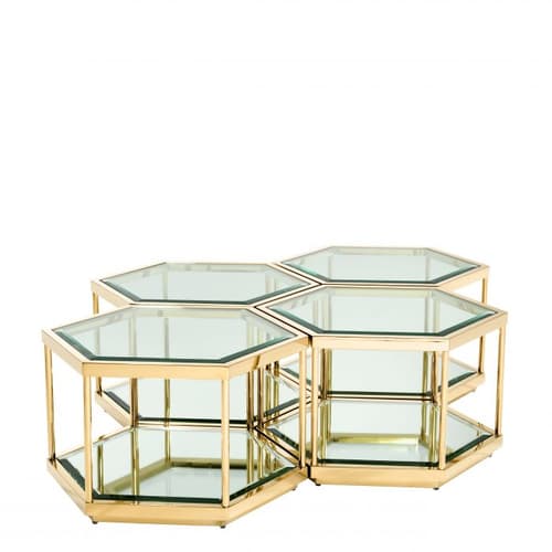 Sax Set Of 4 Gold Finish Coffee Table by Eichholtz