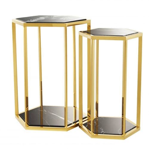 Taro Set Of 2 Gold Finish Side Table by Eichholtz