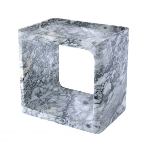 Vesuvio White Marble Side Table by Eichholtz