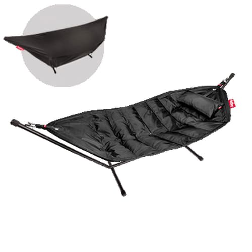 Headdemock Deluxe Hammock With Frame Pillow And Cover Black by Fatboy