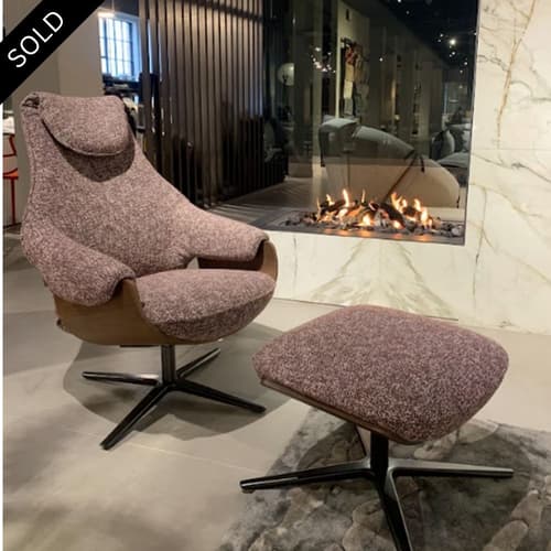 Cream Red Footstool And Armchair By FCI London