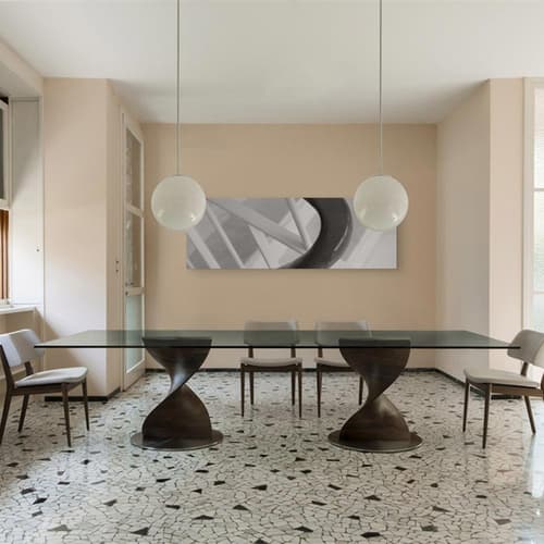 Elika 2 Base Elliptical-Oval-Rectangle Dining Table by Porada