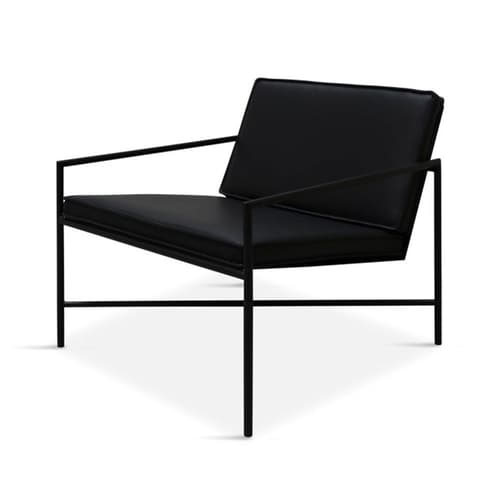 Lounge Chair in Black Frame And Black Leather by Quick Ship