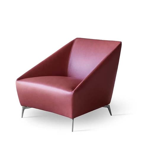 Zoe Bordeaux Leather Lounge Chair, Quick Ship