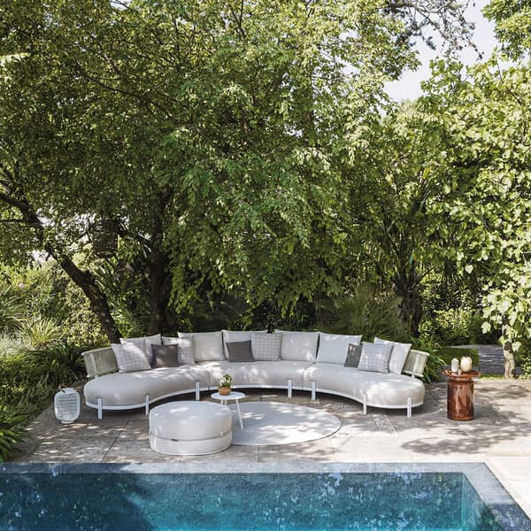 Luxury aluminium outdoor furniture - Atmosphera Loto modular sofa in a contemporary garden setting