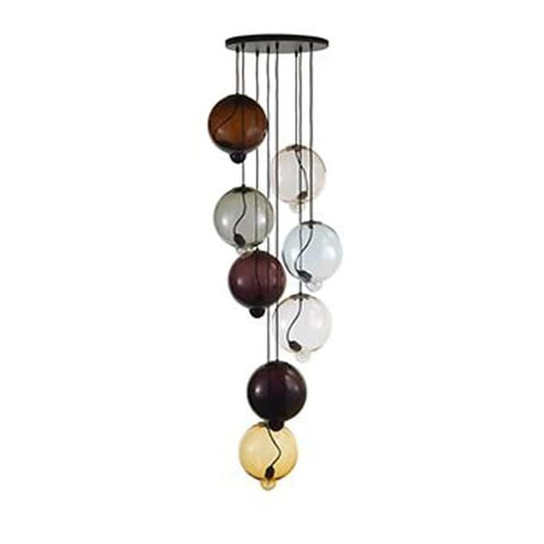 Meltdown suspension lamp by Cappellini in mouth-blown coloured glass over a kitchen island