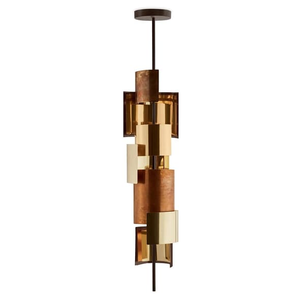 Eris pendant lamp by Gallotti&Radice with black bronzed structure and hand-burnished brass detailing