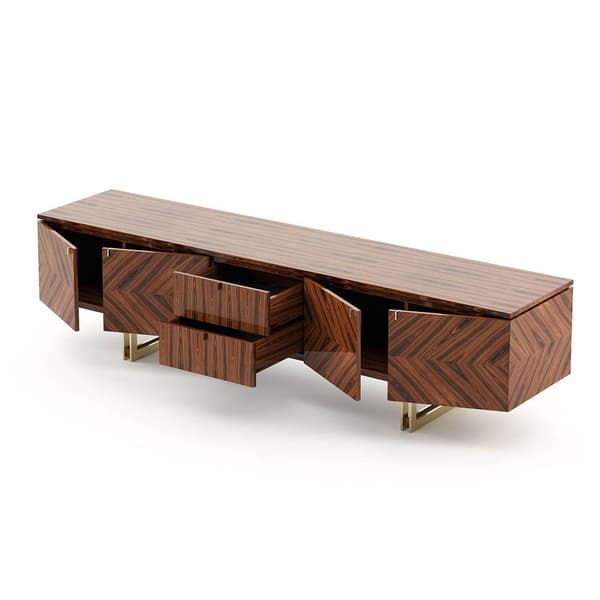 Boris TV Wall Unit by Laskasas in walnut veneer on slim metal legs, available at FCI London