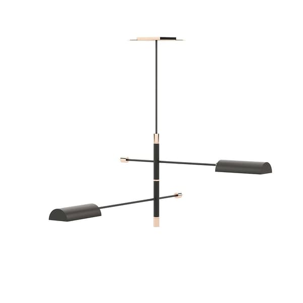 Randolph suspension lamp by Laskasas with black iron structure and polished metal lampshades