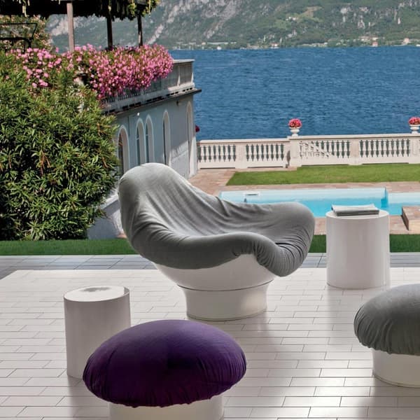 Rodica swivel armchair by Longhi, fibreglass 1960s-design outdoor armchair