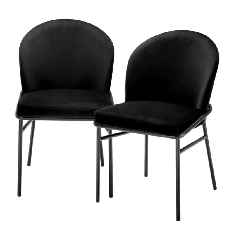 Willis Set Of 2 Black Velvet Dining Chair |By FCI London