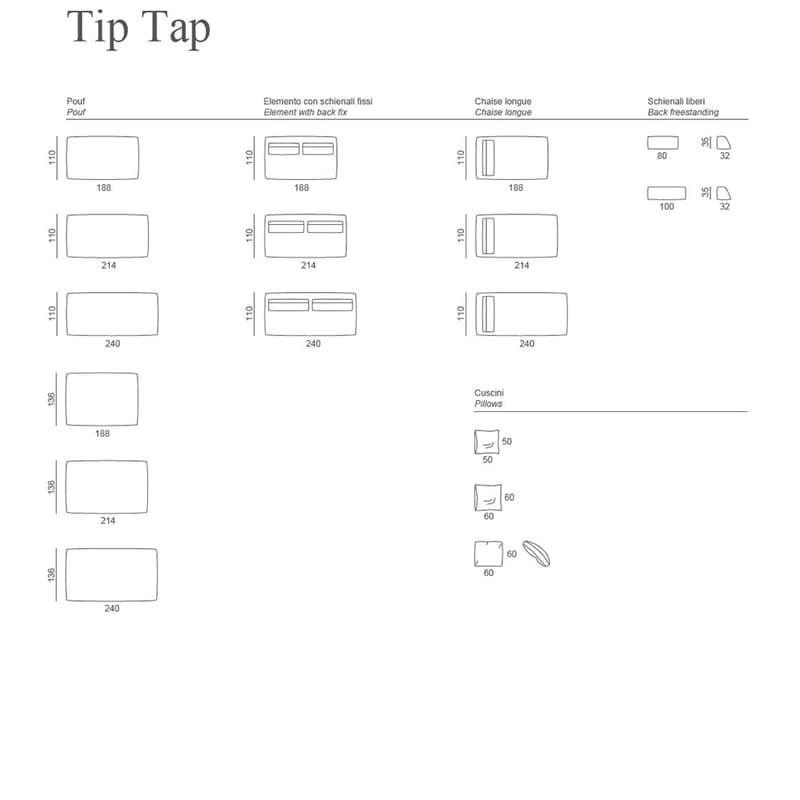 Tip Tap Modular Sofa Accent Collection by Naustro Italia