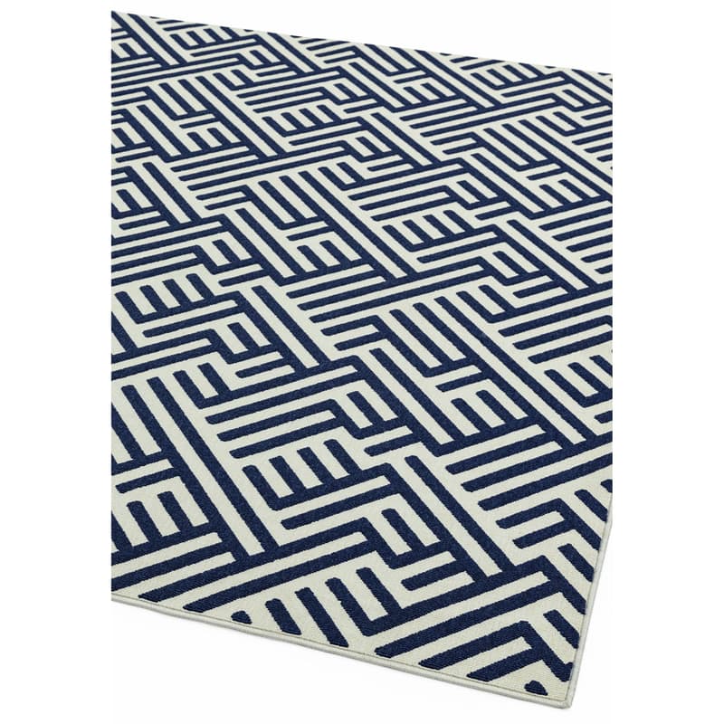 Antibes An04 Blue White Linear Rug by Attic Rugs