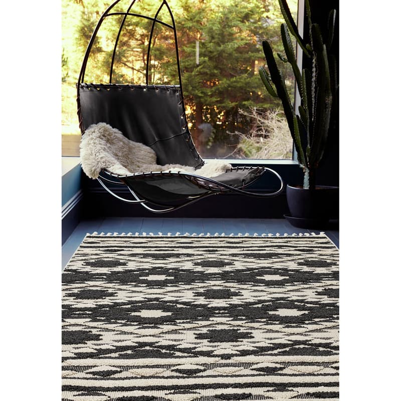 Taza Ta04 Black And White Rug by Attic Rugs