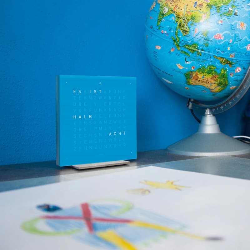 Qlocktwo Touch Acrylic Table Clock Blue Candy by Biegert and Funk