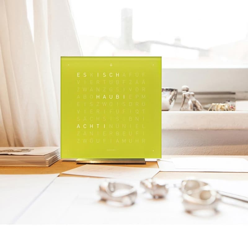 Qlocktwo Touch Acrylic Table Clock Lime Juice by Biegert and Funk