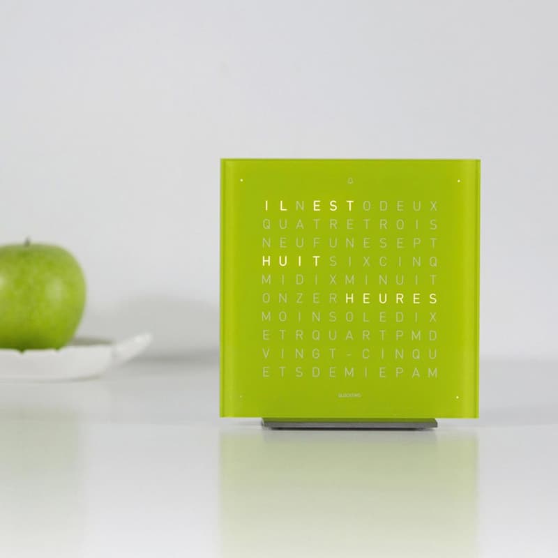 Qlocktwo Touch Acrylic Table Clock Lime Juice by Biegert and Funk