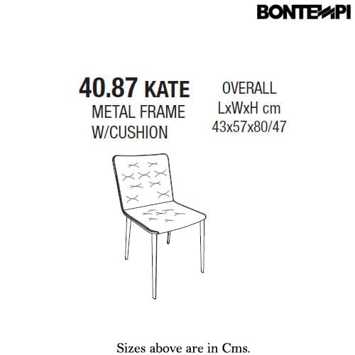 Kate Metal Frame With Cushion Dining Chair by Bontempi
