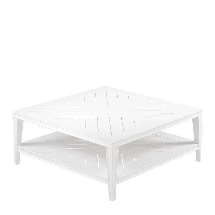 Bell Rive Square White Finish Outdoor Table by Eichholtz