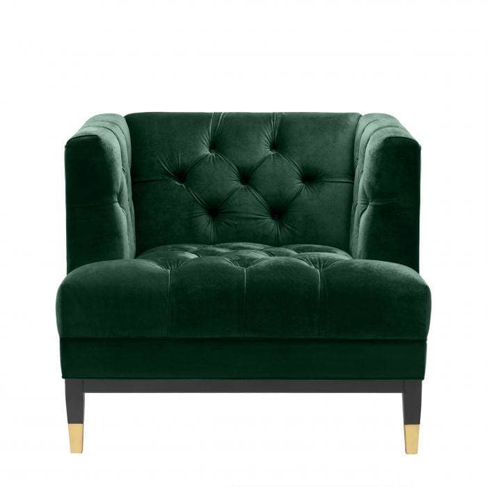 Castelle Dark Green Velvet Armchair by Eichholtz