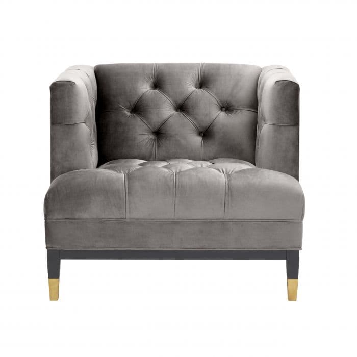 Castelle Grey Velvet Armchair by Eichholtz