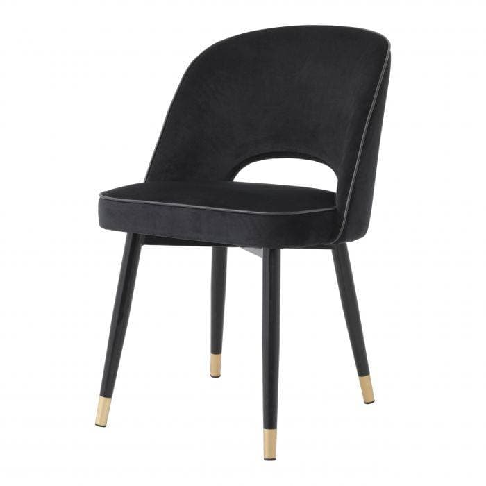 Cliff Set Of 2 Roche Black Velvet Dining Chair by Eichholtz