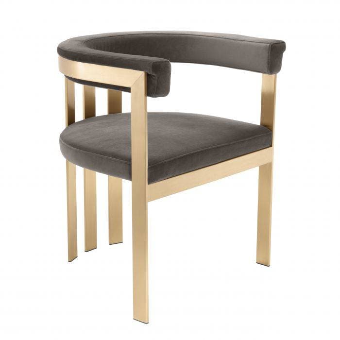Clubhouse Grey Velvet Dining Chair by Eichholtz