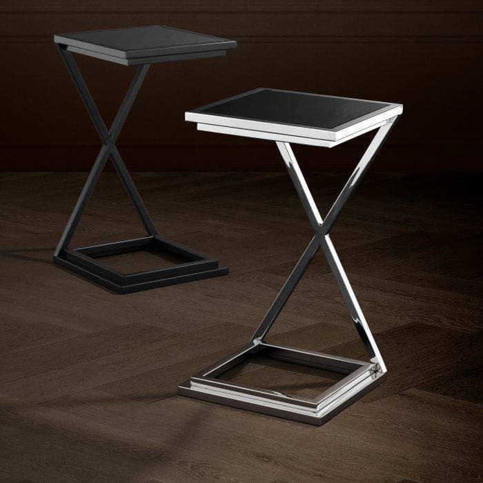 Cross Nickel Finish Side Table by Eichholtz