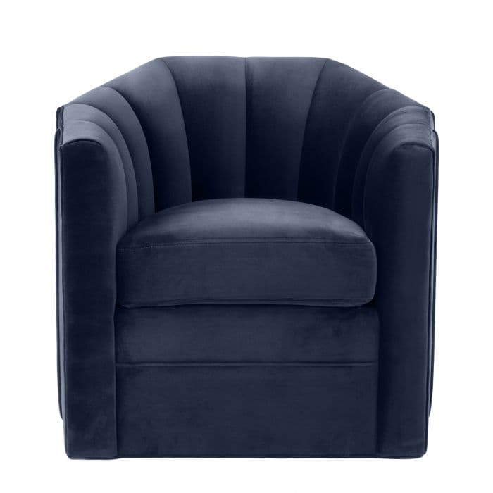 Delancey Blue Velvet Swivel Chair by Eichholtz
