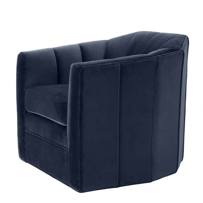 Delancey Blue Velvet Swivel Chair by Eichholtz