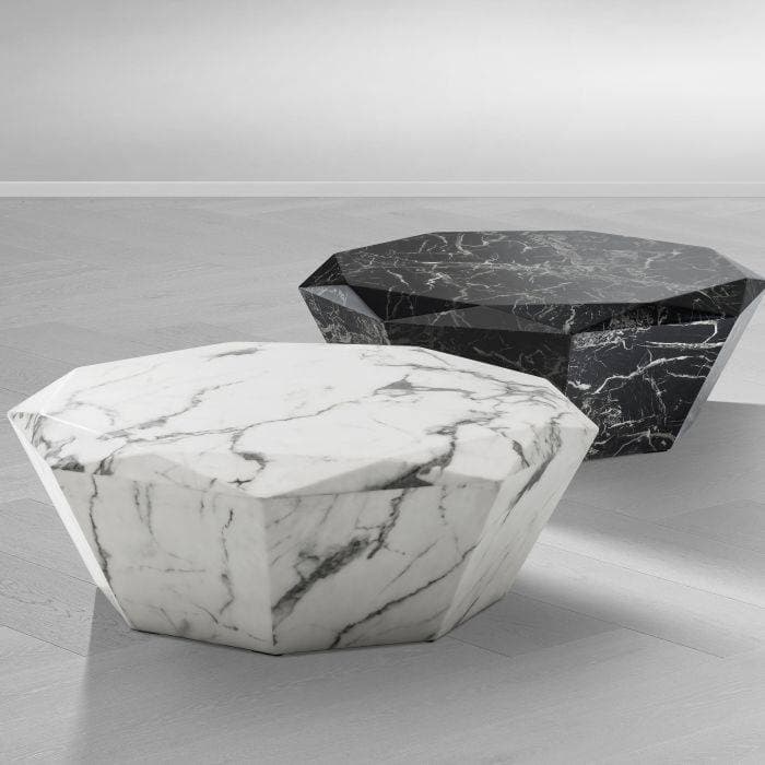 Diamond White Faux Marble Coffee Table by Eichholtz